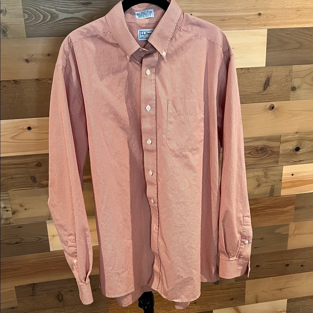 L.L. Bean Men's Orange Gingham Shirt